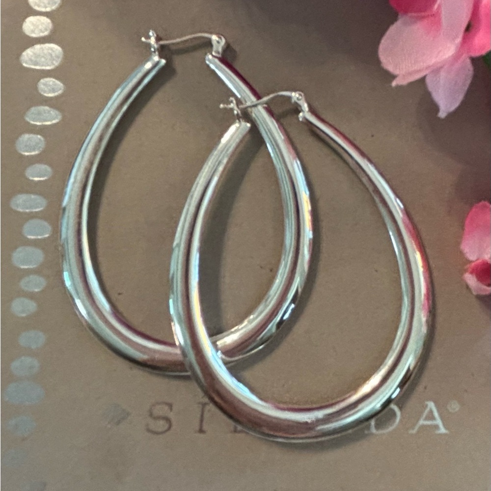 Silpada Oval Sterling Silver Hoop Earrings NIB